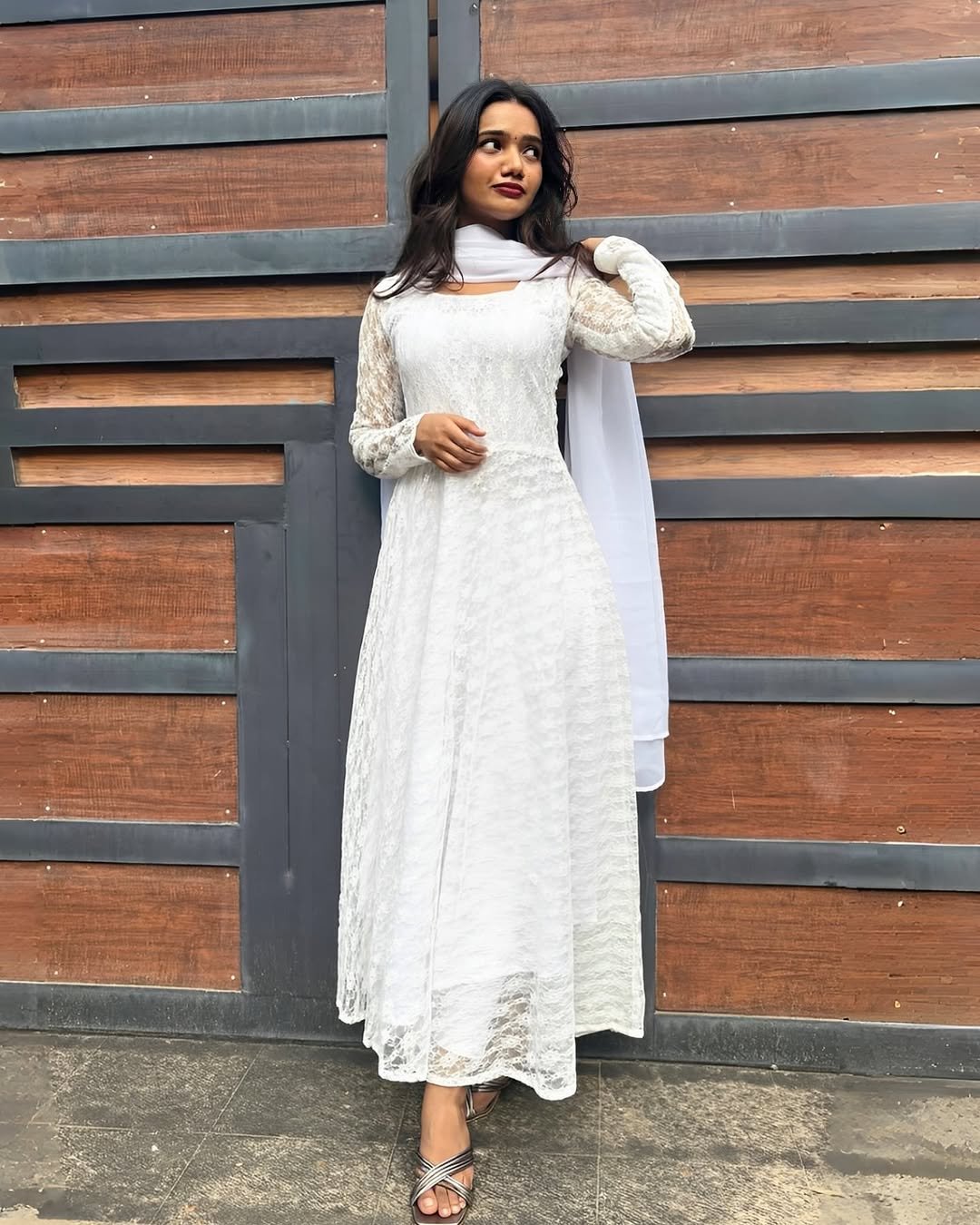 Aashika - Designer launch😍Netted Gown With Dupatta